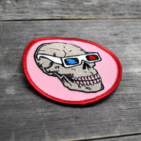 Skull with 3D Glasses Embroidered Patch