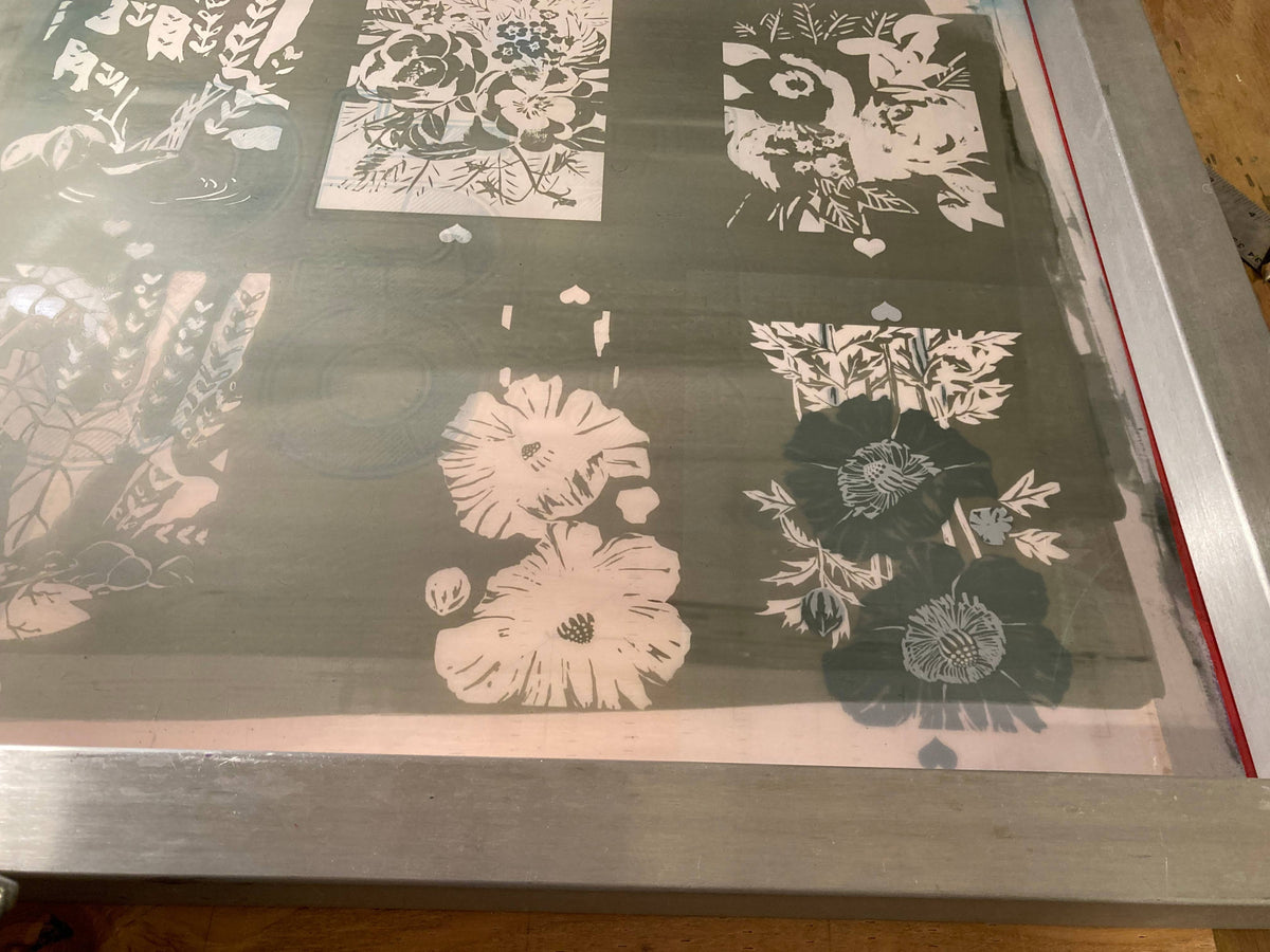 Peony Bouquet Silkscreen Card on Handmade Paper