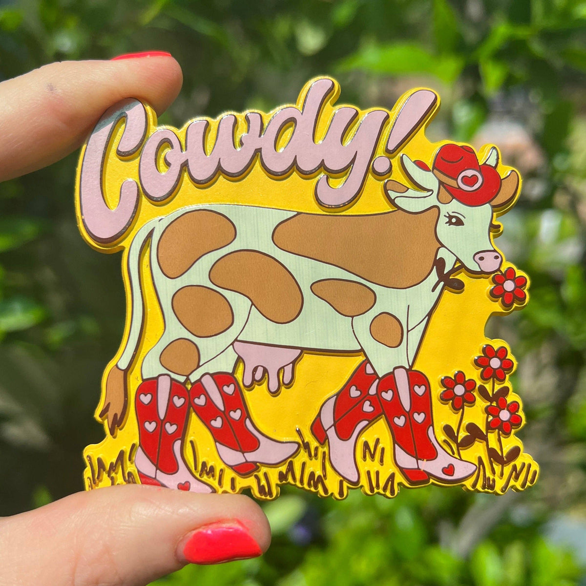 MAGNET Cowdy! Cow Cowgirl Rubber Magnet