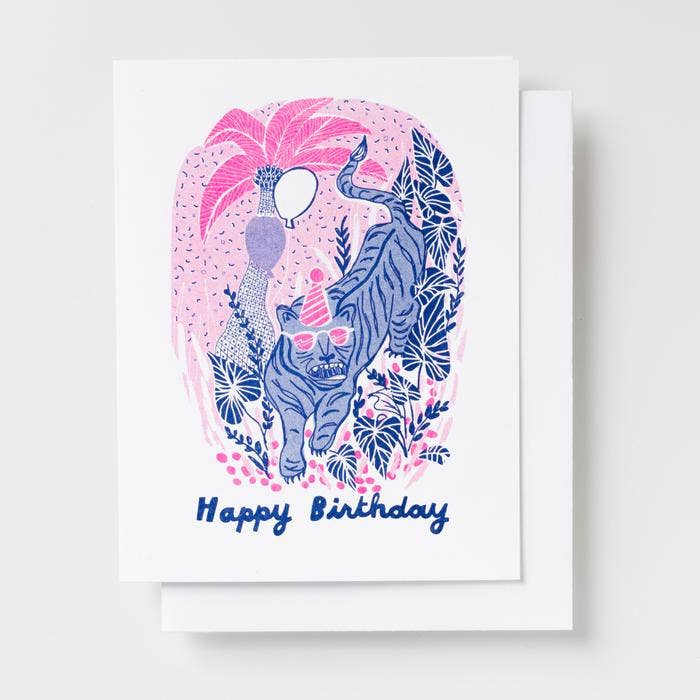Tiger Birthday Risograph Card