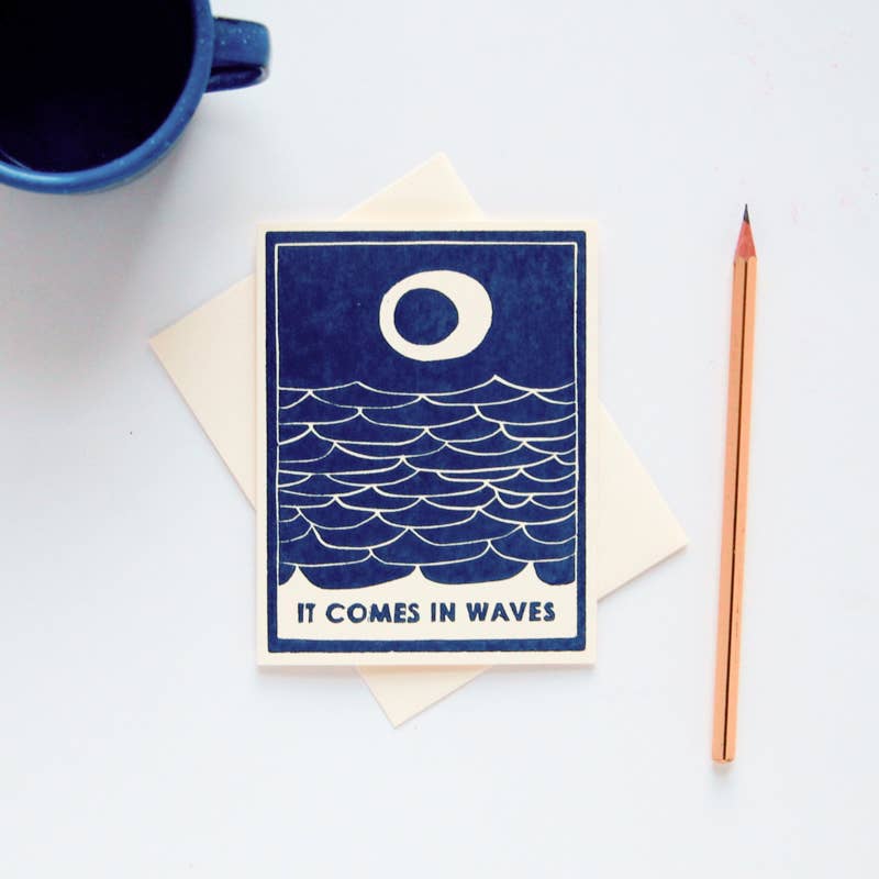 Comes In Waves Sympathy Card - Navy