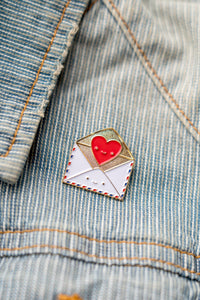 Send Love Snail Mail Envelope with Heart Enamel Pin