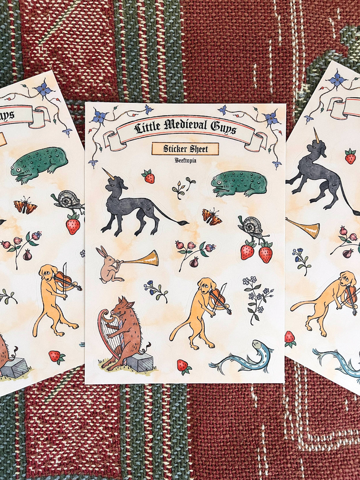 Medieval Manuscript Creatures Waterproof Vinyl Sticker Sheet