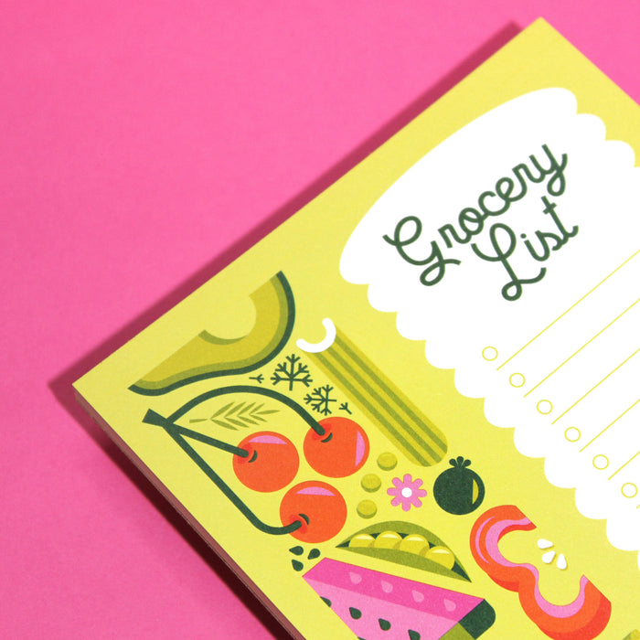 "Fruits & Veggies" Cute Colorful Grocery List Notepad (5x7)