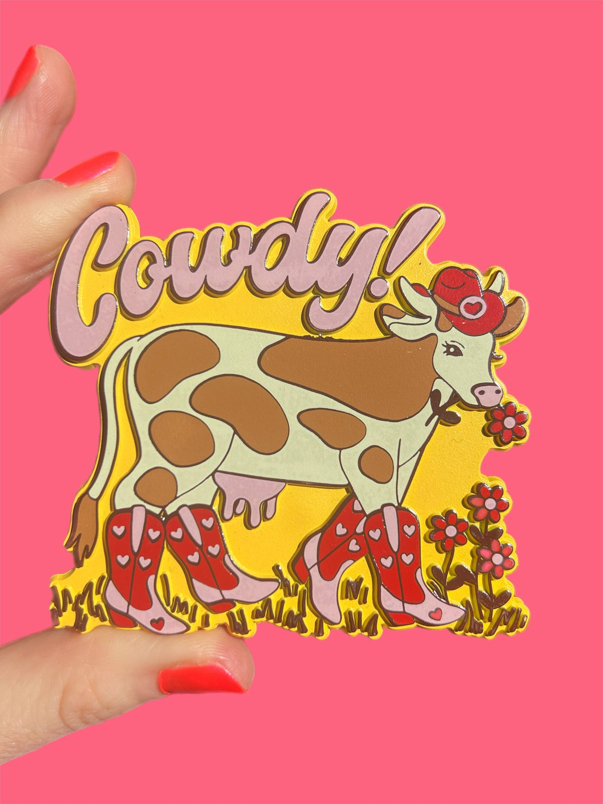MAGNET Cowdy! Cow Cowgirl Rubber Magnet