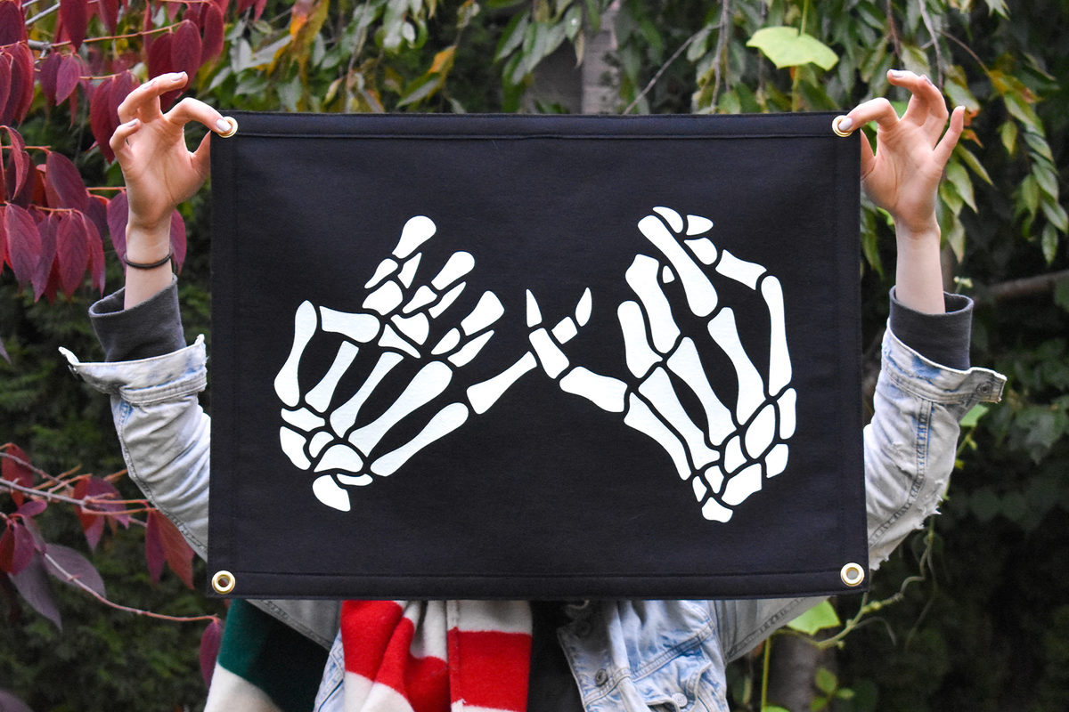 Skeleton Pinky Swear Camp Flag