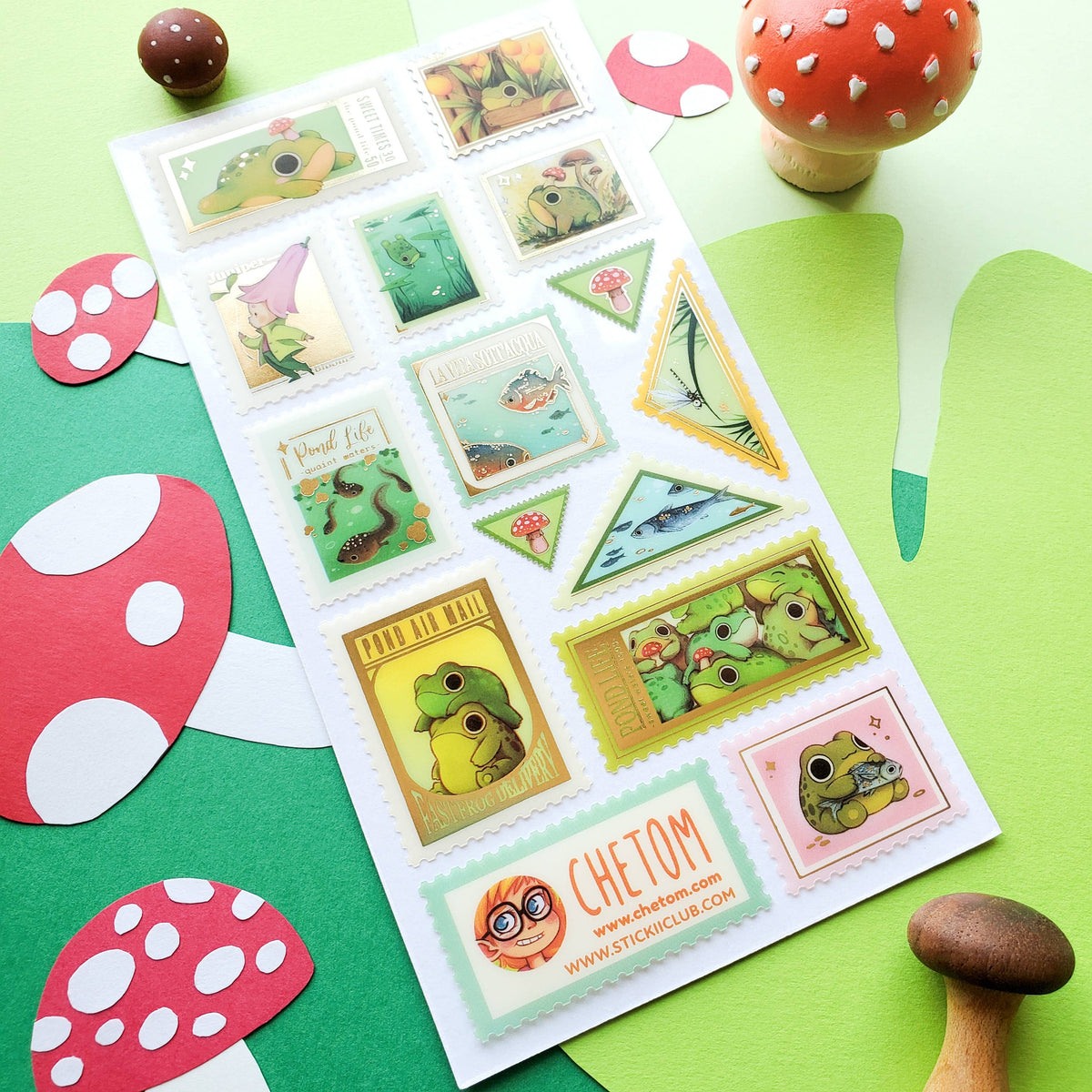 The Pond Life Stamps Sticker Sheet