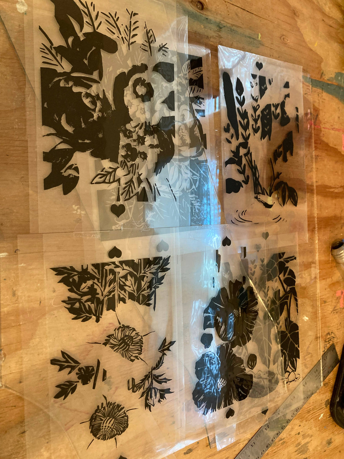 Peony Bouquet Silkscreen Card on Handmade Paper