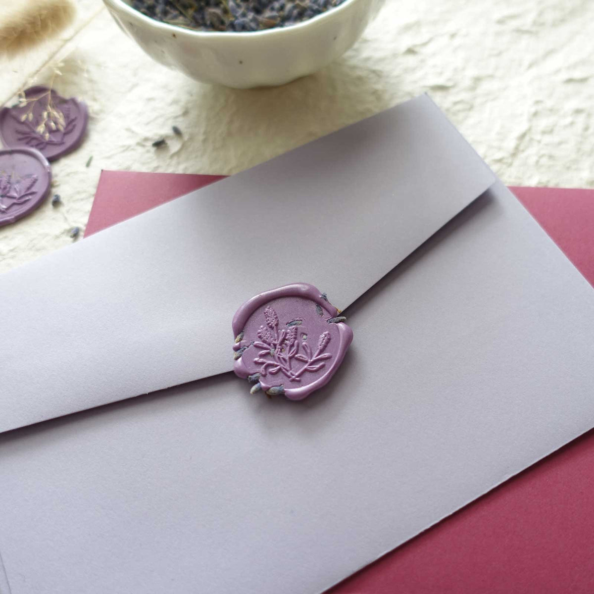 Lavender flowers wax seal stamp or stamp head