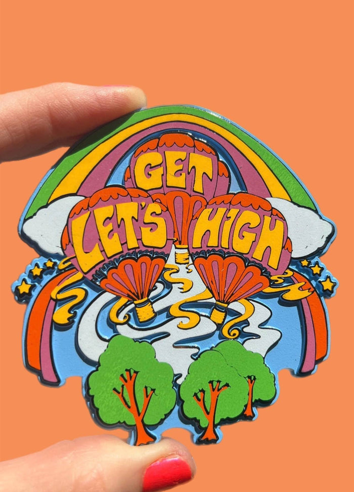 MAGNET Let's Get High Rubber Magnet Stoner Weed Funny