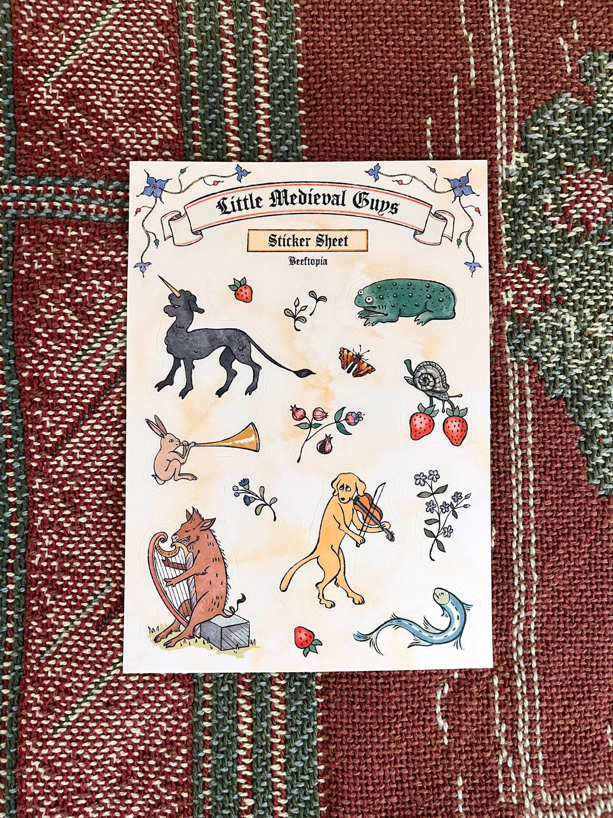 Medieval Manuscript Creatures Waterproof Vinyl Sticker Sheet