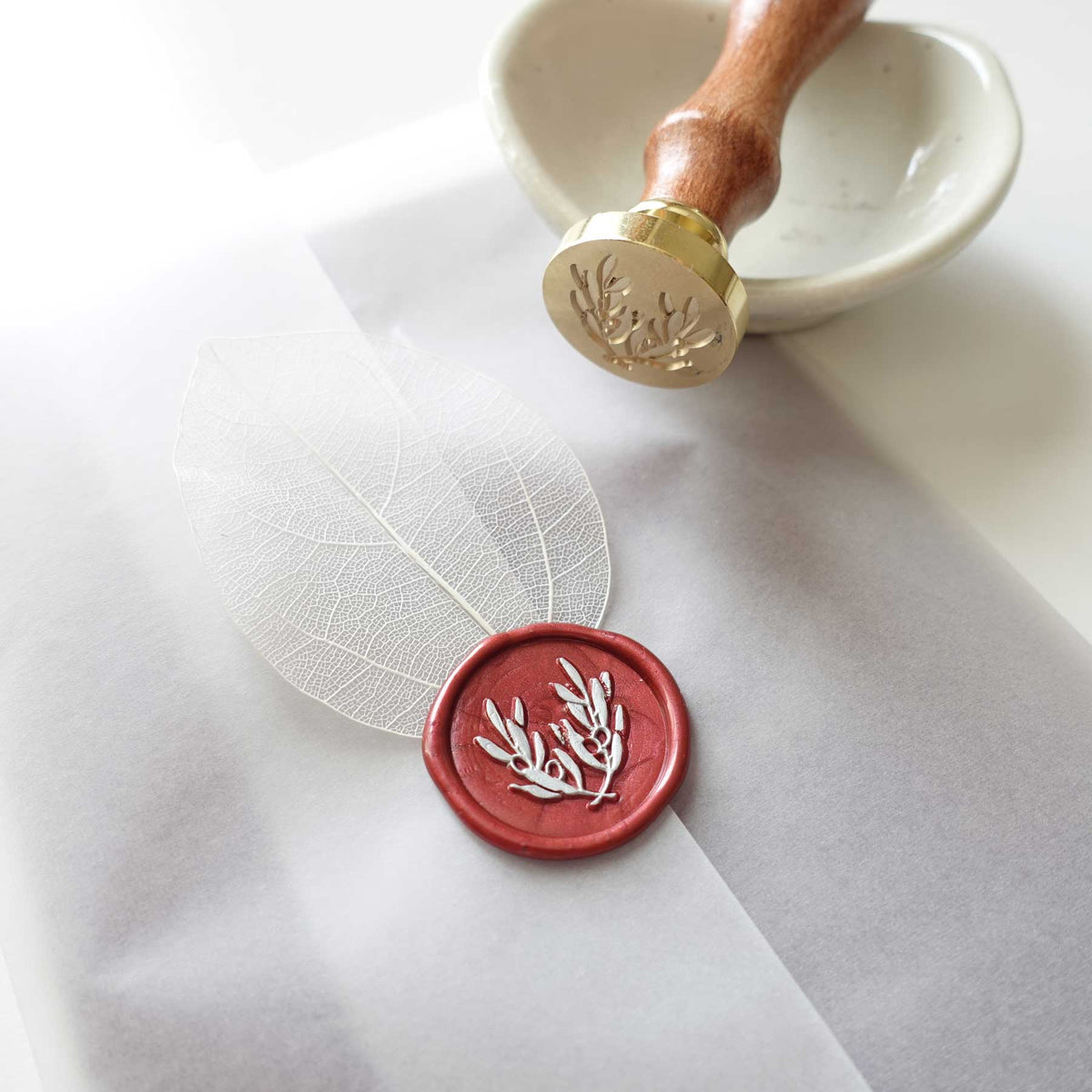 Olive Leaves wax seal stamp or stamp head