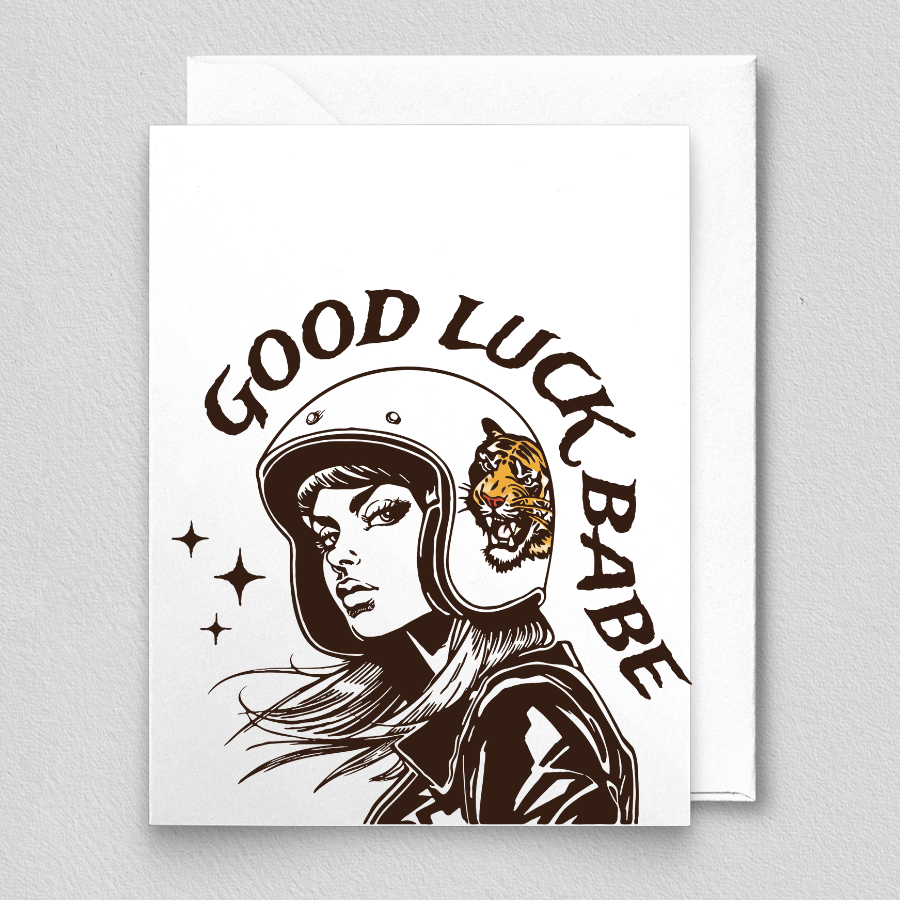 Good Luck Babe Retro Card