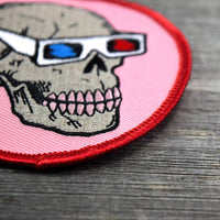 Skull with 3D Glasses Embroidered Patch