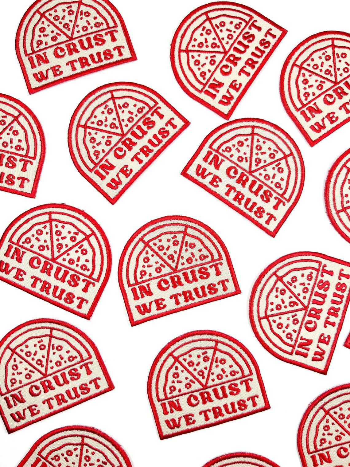 In Crust We Trust Embroidered Iron-On Patch Pizza Italy Chef