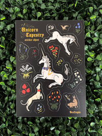 Unicorn Tapestry Medieval Waterproof Vinyl Sticker Sheet