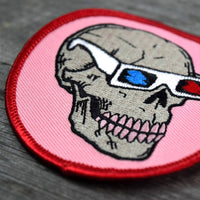 Skull with 3D Glasses Embroidered Patch