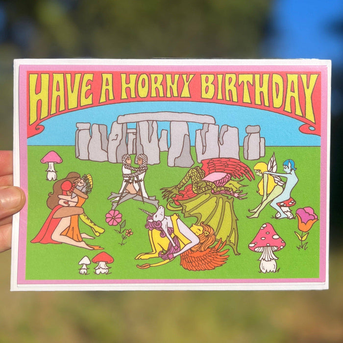 A7 Have A Horny Birthday Pagan Stonehenge Orgy Greeting Card