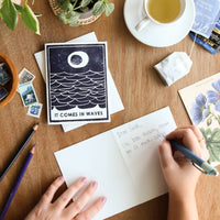 Comes In Waves Sympathy Card - Navy