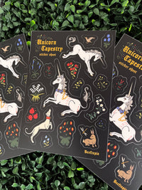 Unicorn Tapestry Medieval Waterproof Vinyl Sticker Sheet