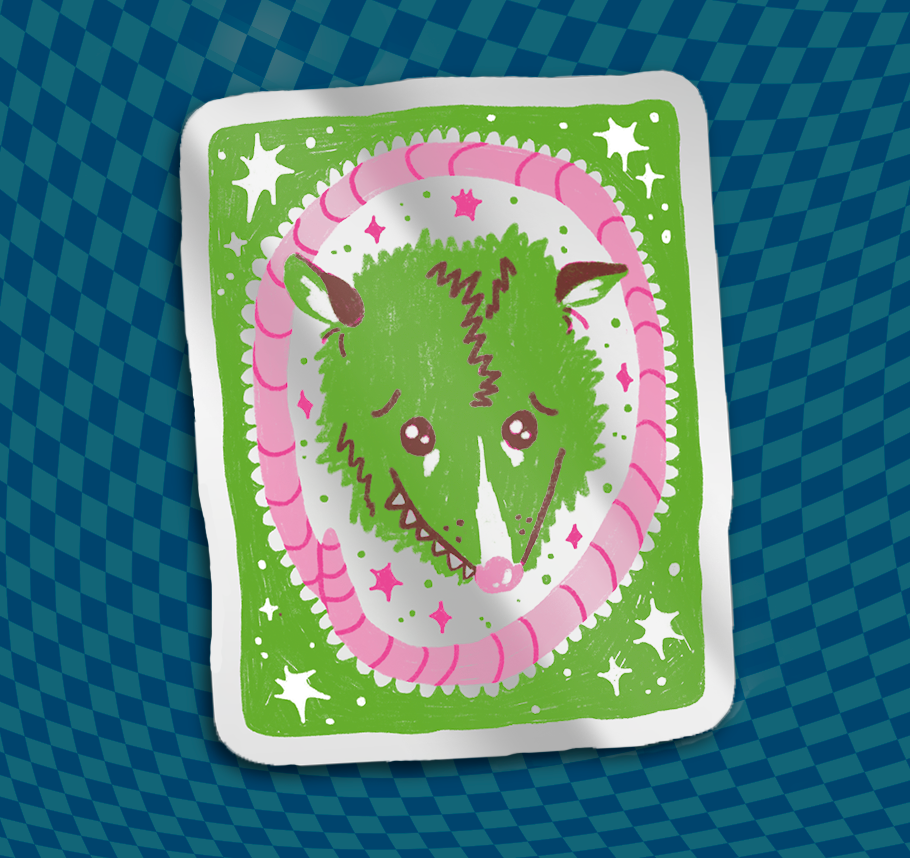 Opossum Cutie Mirror Sticker