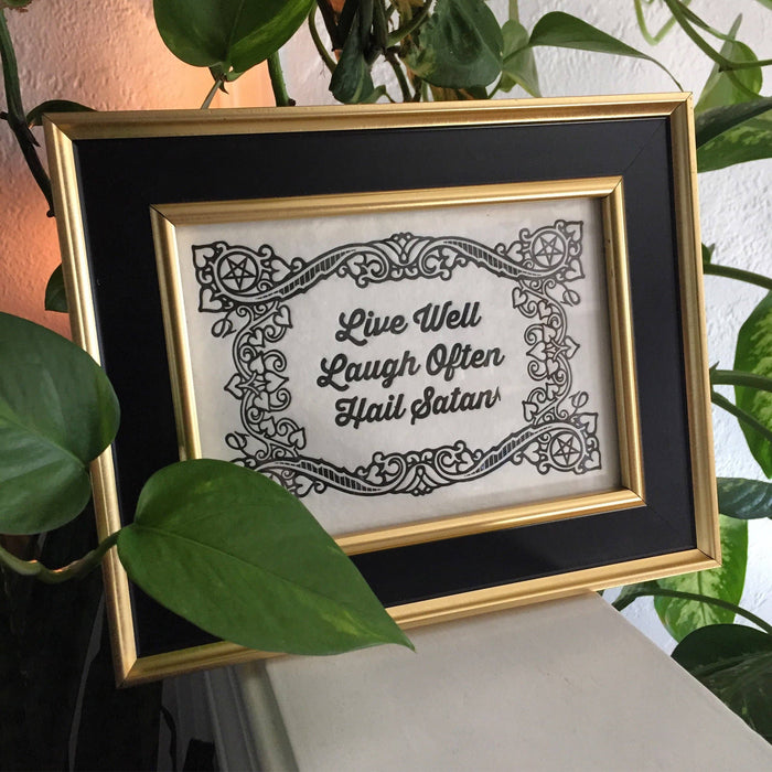 Hail Satan - Letterpressed Print Wall Art