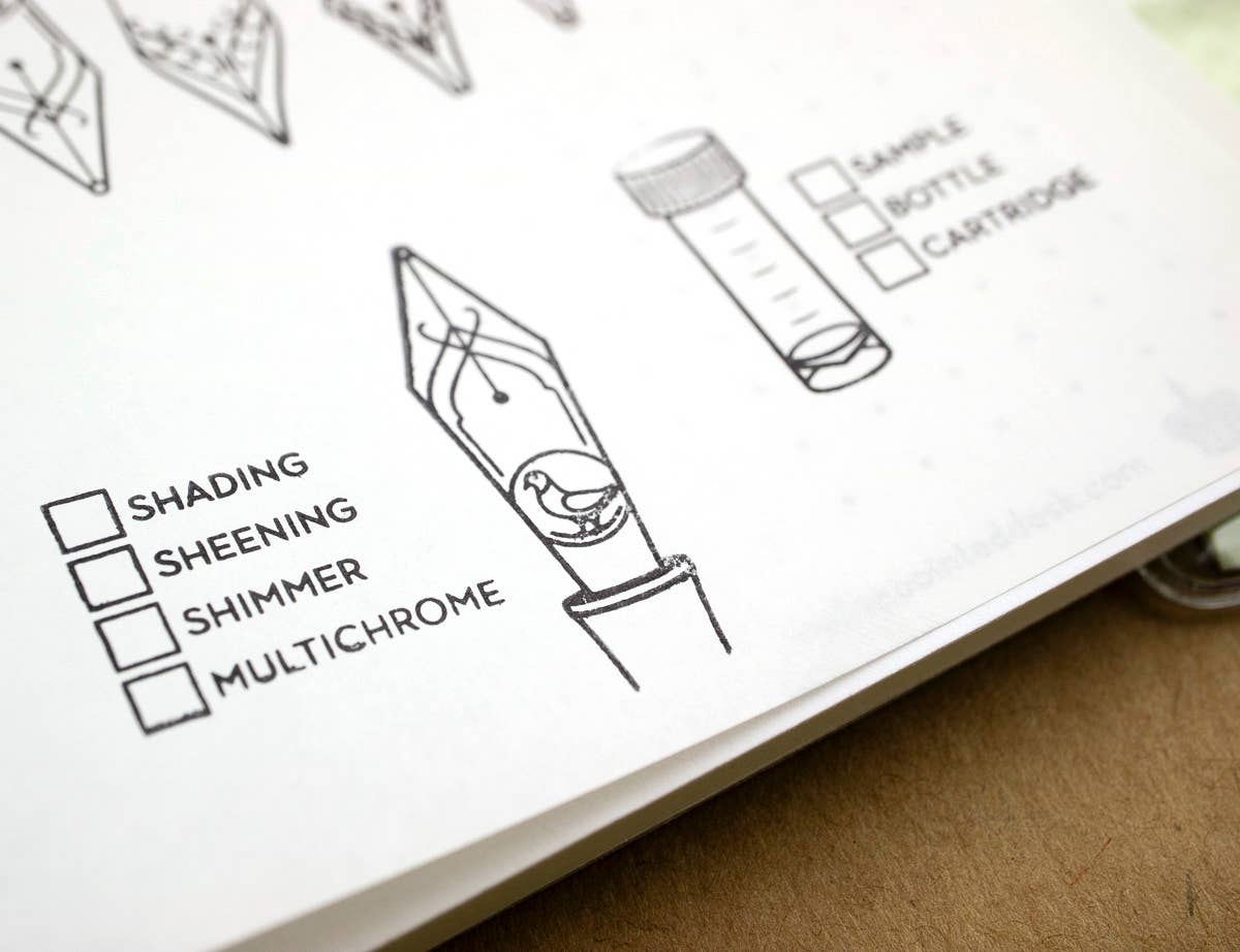 "Nibs & Ink" - 4"x6" Clear Stamp Set (16 stamp designs)