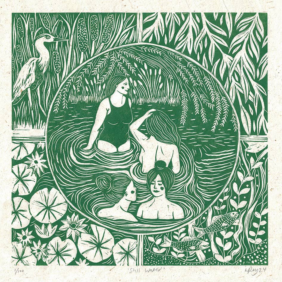 Still Water Card , wild swim, rivers, nature, herons