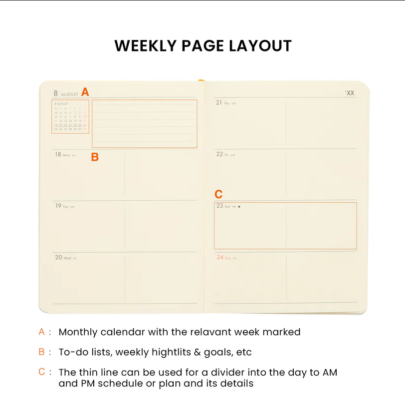 2026 Weekly Planner Poche A6