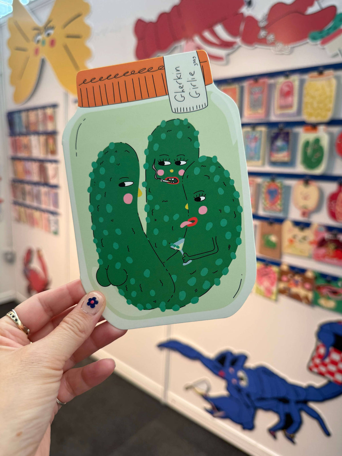 Gherkin Girlie- Die cut greeting card