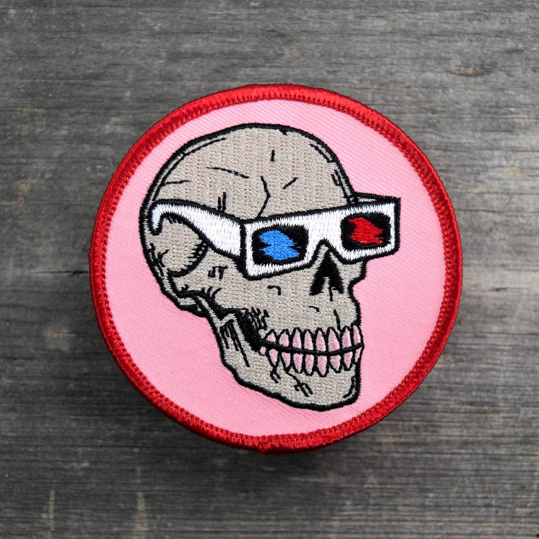 Skull with 3D Glasses Embroidered Patch