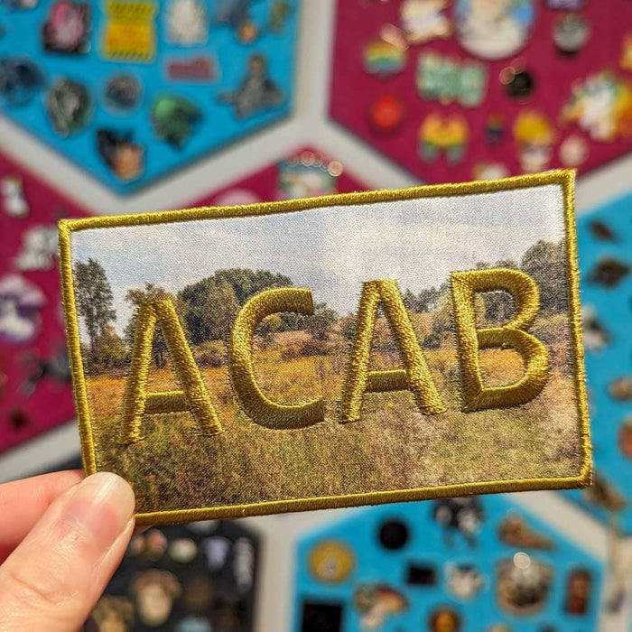 ACAB iron-on patch (gold) - progressive, leftist, nature