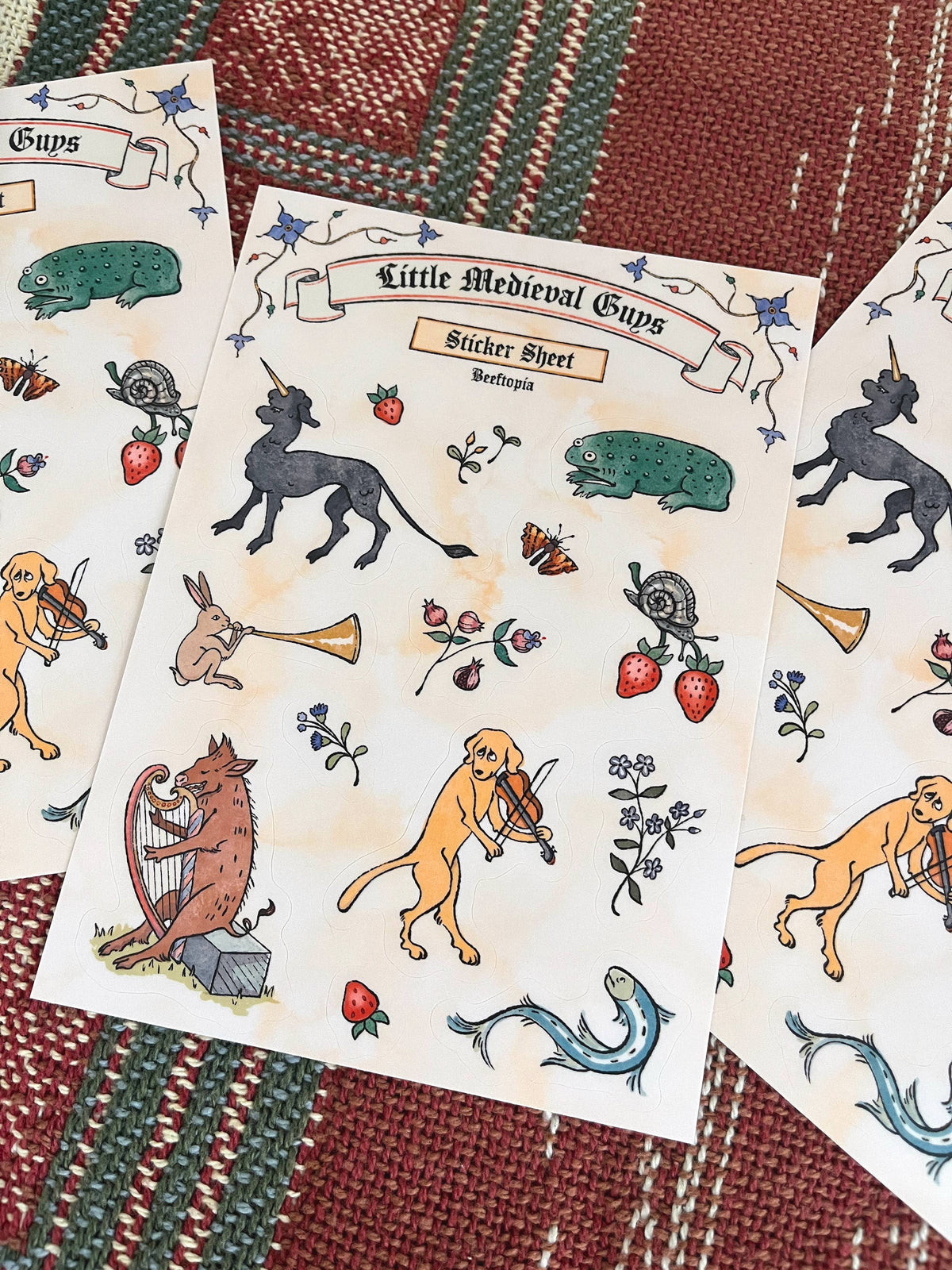 Medieval Manuscript Creatures Waterproof Vinyl Sticker Sheet