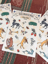 Medieval Manuscript Creatures Waterproof Vinyl Sticker Sheet