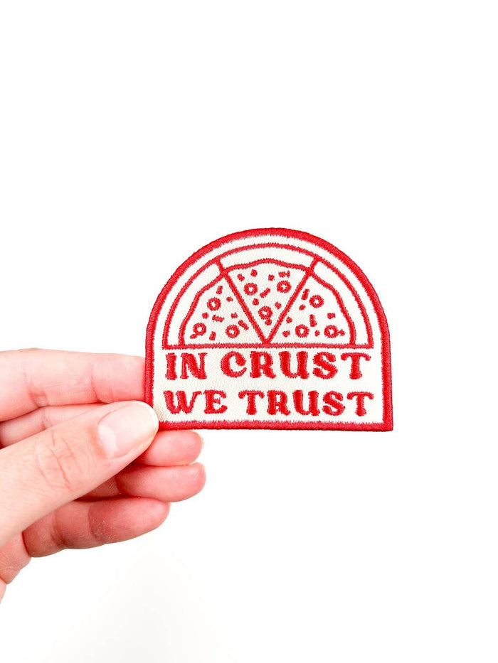 In Crust We Trust Embroidered Iron-On Patch Pizza Italy Chef