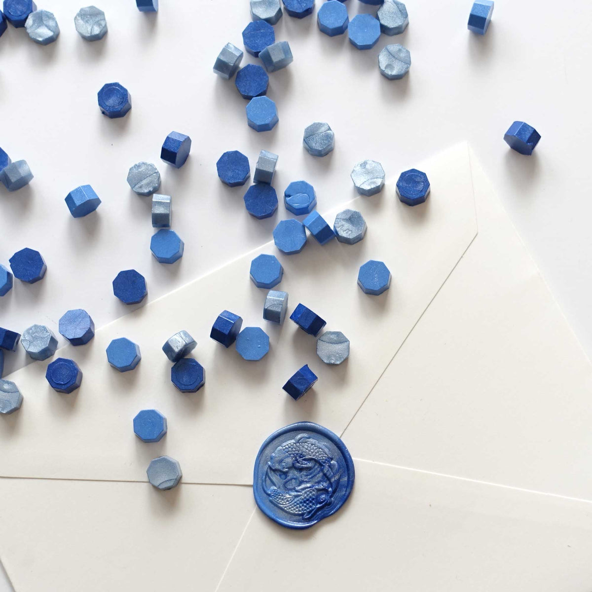 Mixed Blue Frost Azure Marine Blue 100pcs sealing wax beads