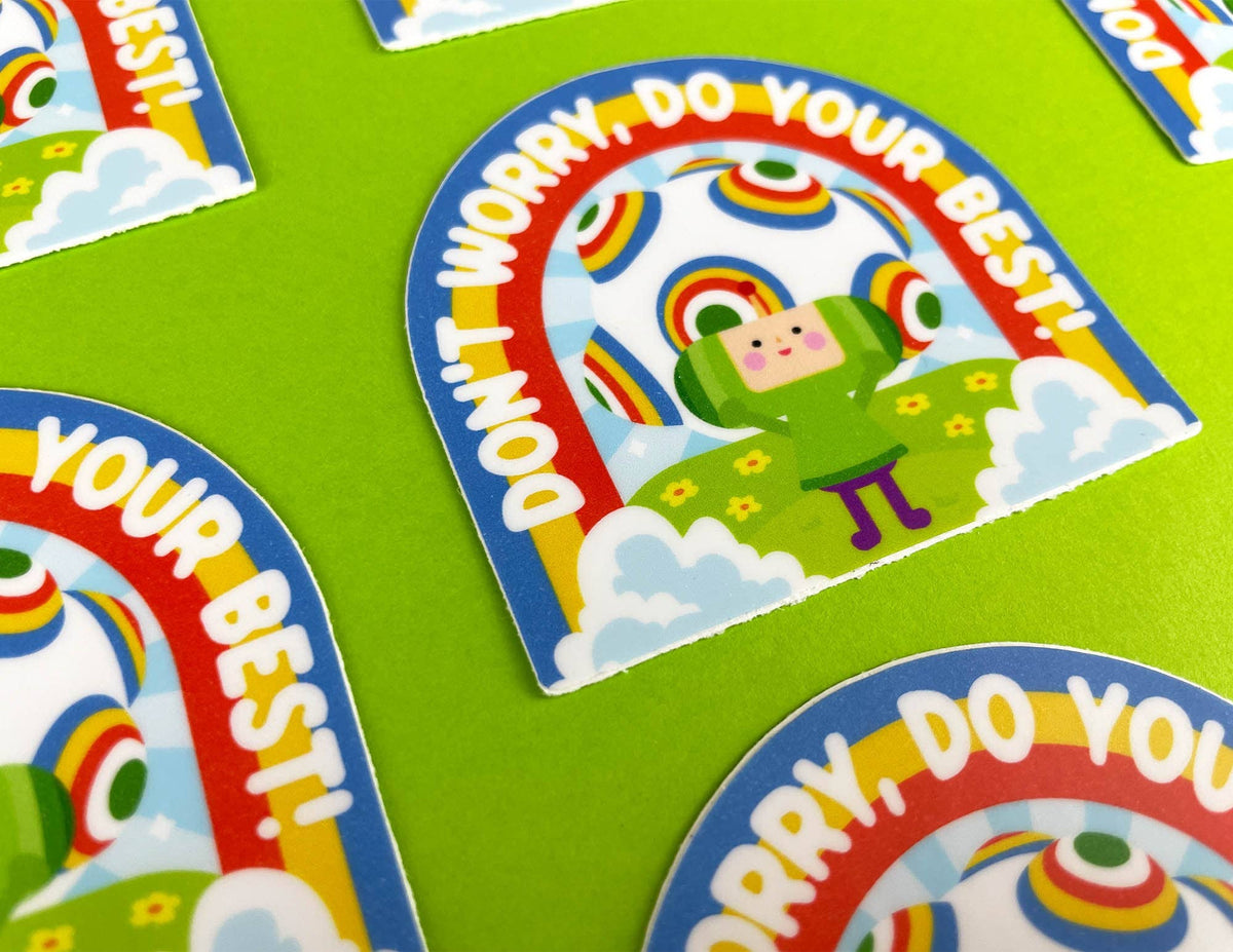 On The Rocks Vinyl Sticker. Don't Worry Do Your Best! Kawaii