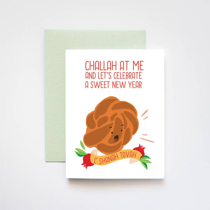 Challah At Me Rosh Hashanah Jewish New Year Greeting Card: 4.25" x 5.5" (fits a A2 Envelope)