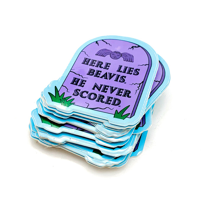 He Never Scored Vinyl Sticker