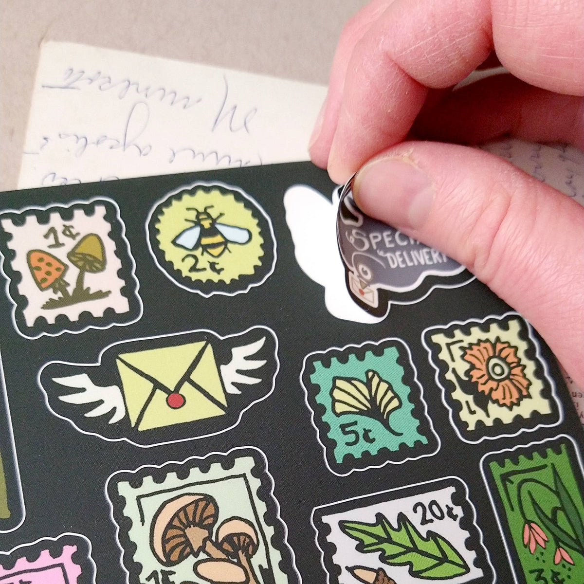 Postage Stamp Sticker Sheet
