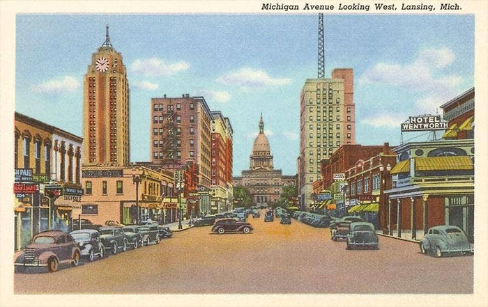 Postcard MI-26 Michigan Avenue, Lansing