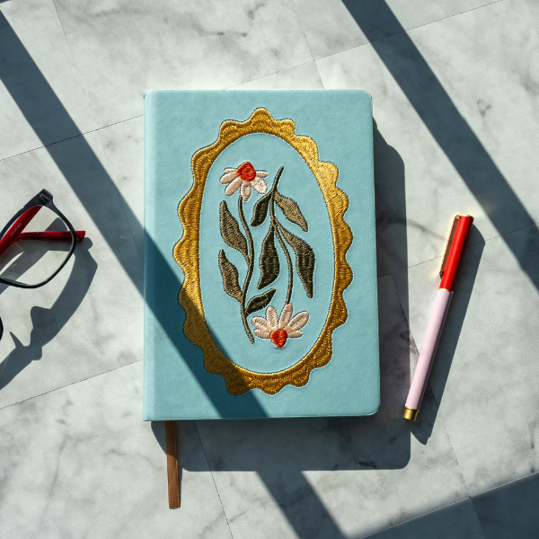 Daisy Frame Hardbound Embroidered Notebook Journal