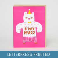 Birthday Bear Hugs Letterpress Greeting Card by Suzy Ultman
