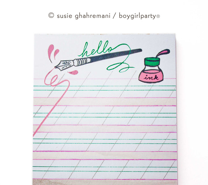 Hello Ink — Illustrated notepad for handwriting / penmanship