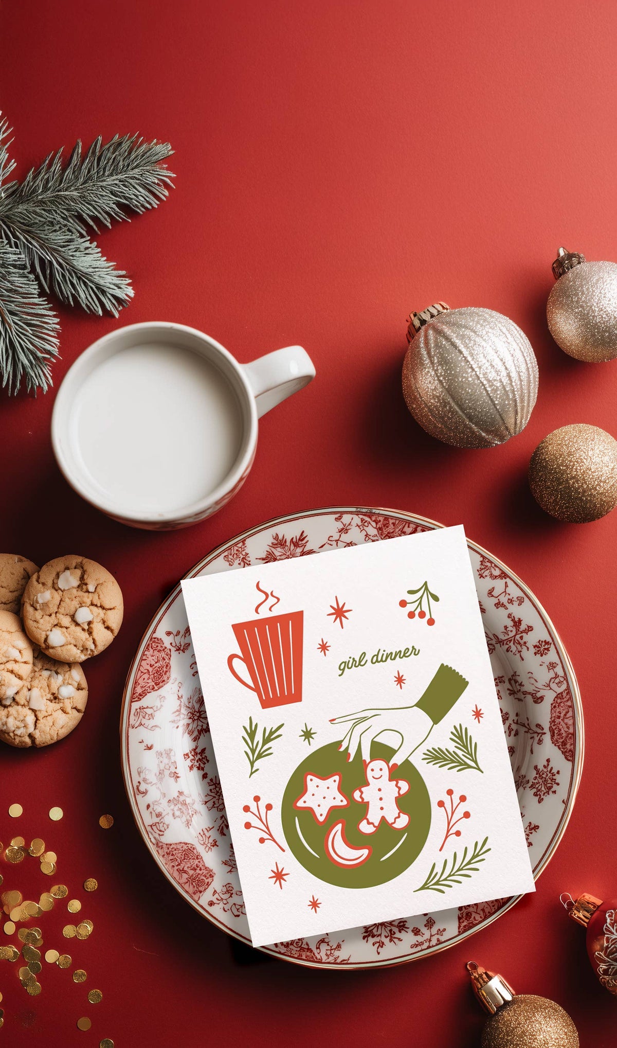 Girl Dinner, Letterpress Christmas Card