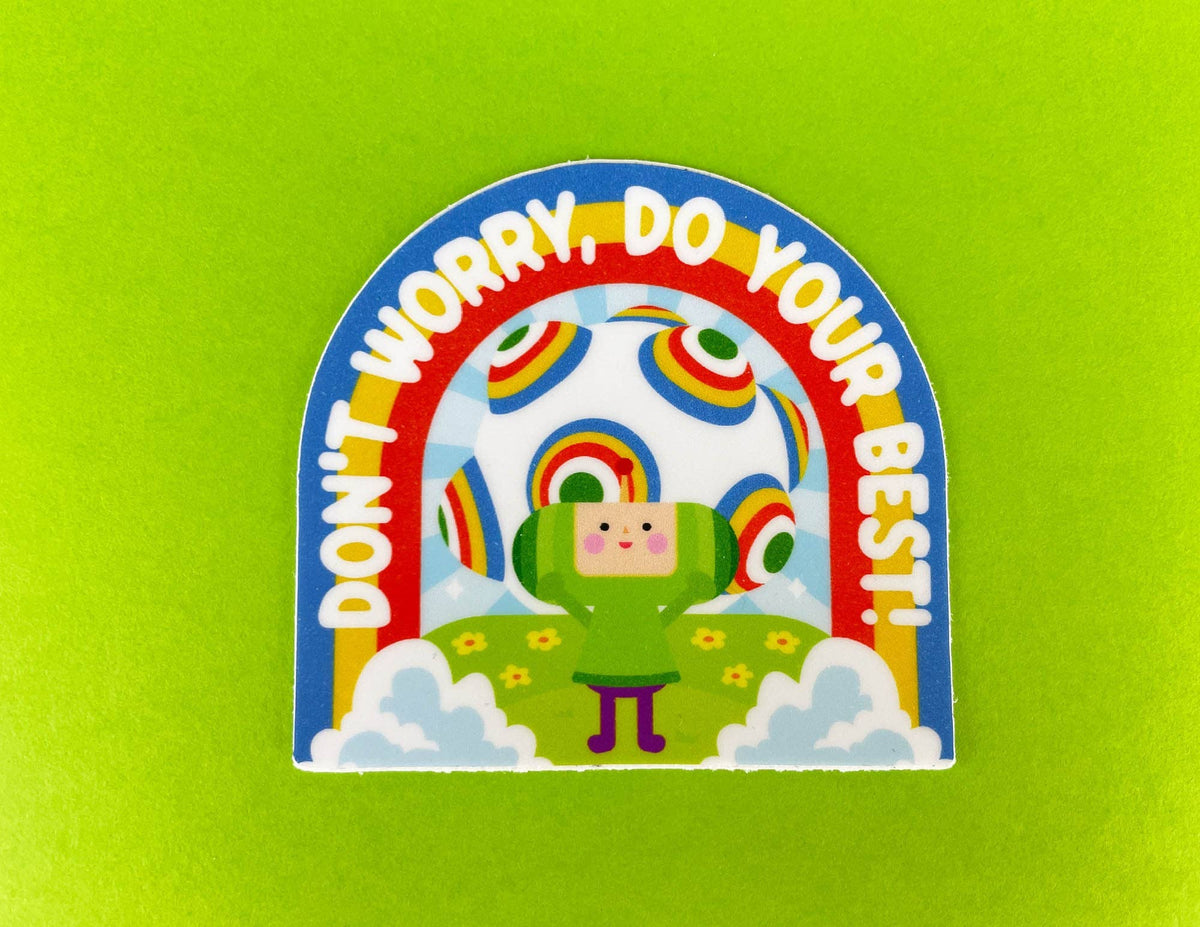 On The Rocks Vinyl Sticker. Don't Worry Do Your Best! Kawaii