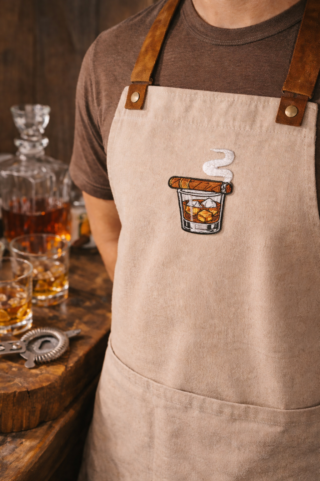 Whiskey and Cigar Embroidered Iron on Patch