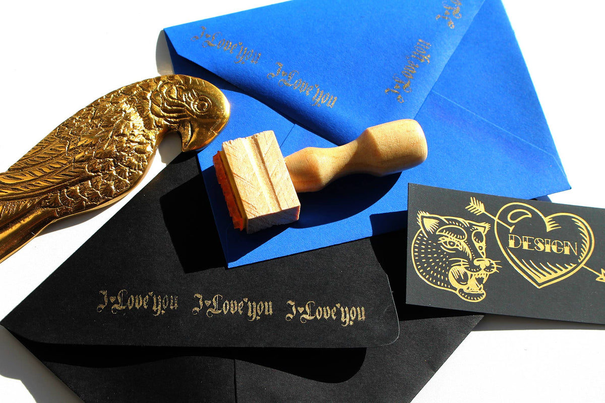 I love you old english rubber stamp envelope wrapping decor