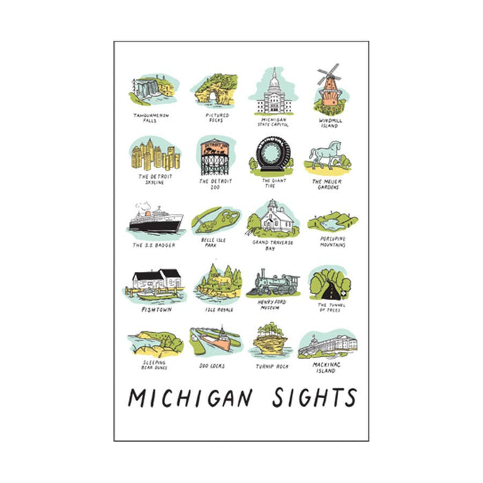 Michigan Sights Linen Postcard