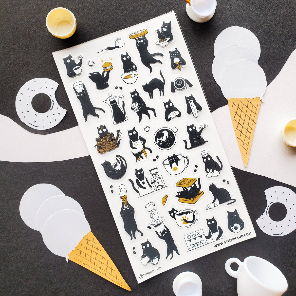 Black Cat Café Sticker Sheet